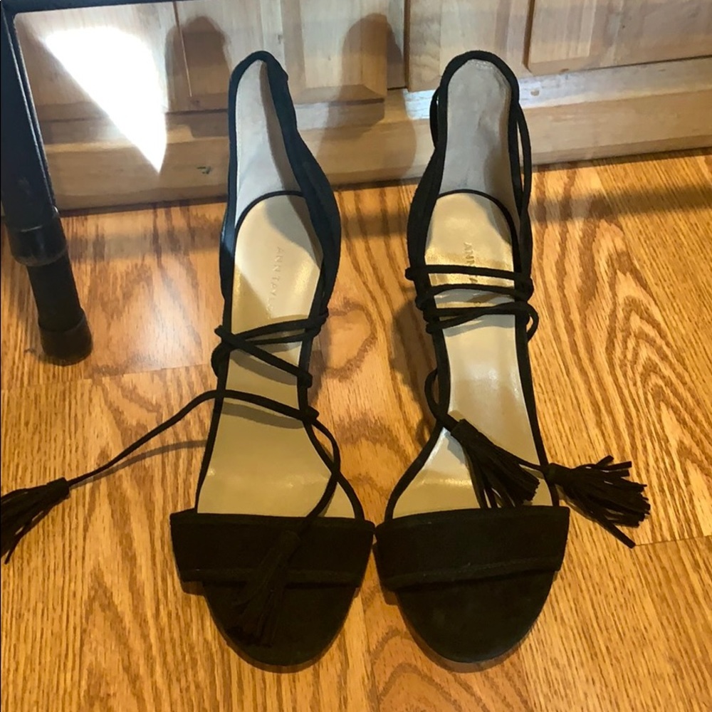 Ann Taylor Heel with Fringe Ankle Ties